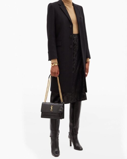 Saint Laurent Sunset Crocodile-Embossed Leather Bag