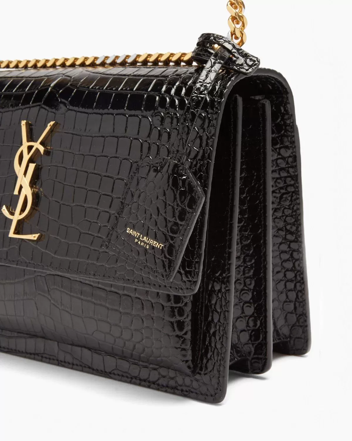 Saint Laurent Sunset Crocodile-Embossed Leather Bag