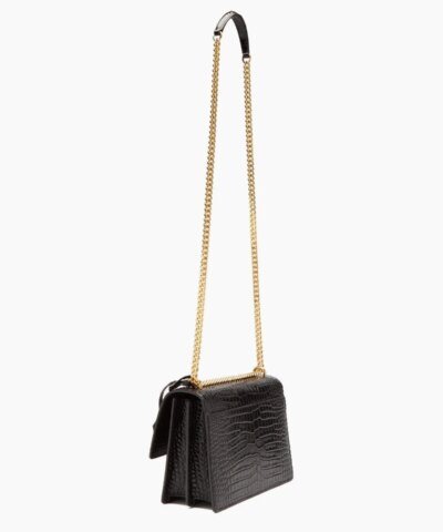 Saint Laurent Sunset Crocodile-Embossed Leather Bag