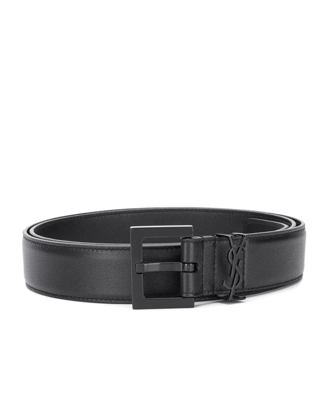 Saint Laurent Men's YSL Black Logo Leather Belt