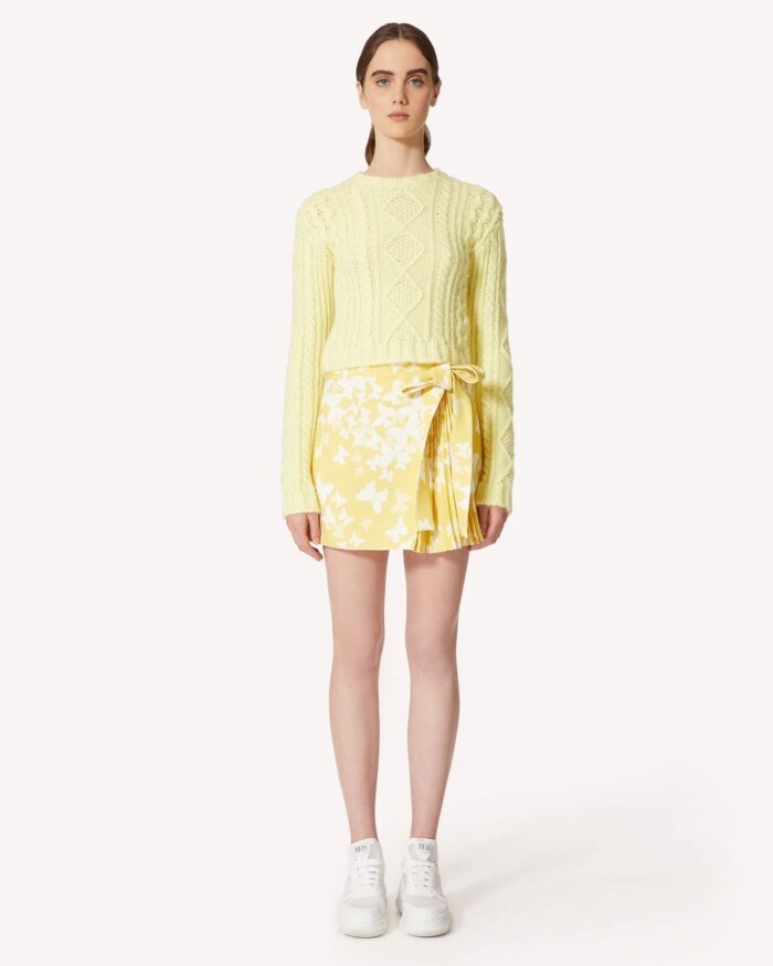 Red Valentino Cady Butterfly-Print Wrap Skorts