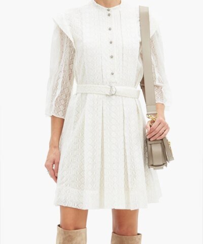Chloe Logo-Embroidered Silk-Voile Mini Dress