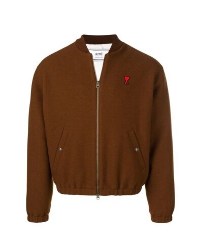 Ami Paris Ami De Coeur Bomber Jacket, Brown