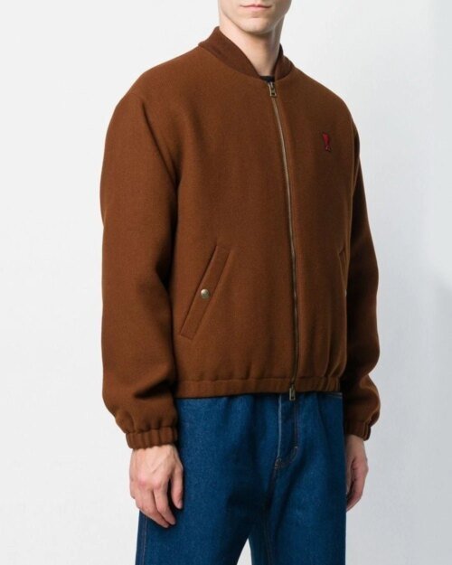 Ami Paris Ami De Coeur Bomber Jacket, Brown