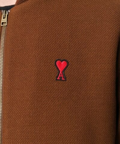 Ami Paris Ami De Coeur Bomber Jacket, Brown