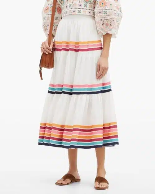 Zimmermann Lulu Stripe-Pattern Midi Skirt