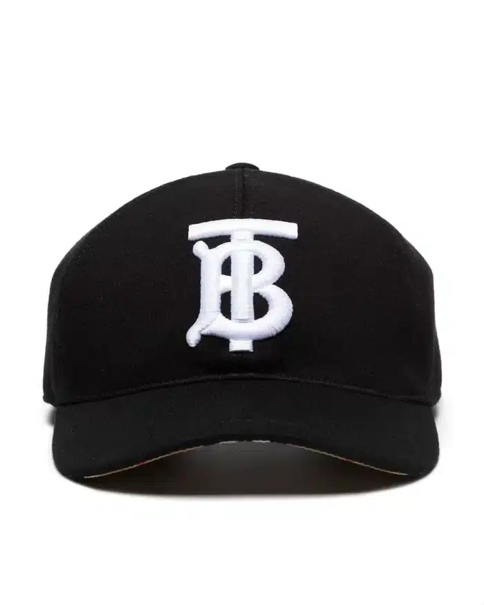 Burberry Black And White TB Logo Embroidered Cotton Baseball Cap
