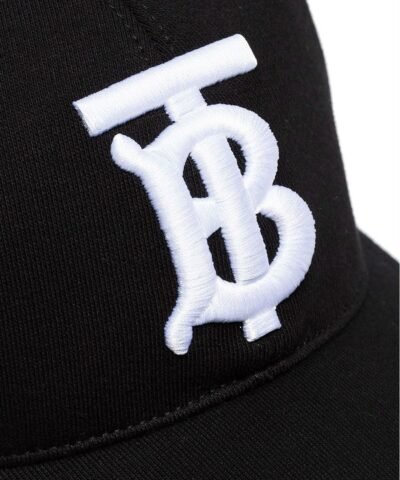 Burberry Black And White TB Logo Embroidered Cotton Baseball Cap