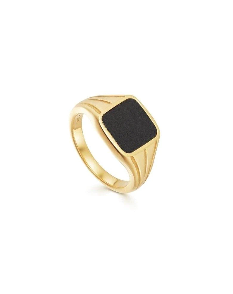 Missoma Williams Gold Square Black Signet Ring
