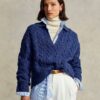 Polo Ralph Lauren Cable-Knit Wool-Cashmere Polo Sweater In Blue