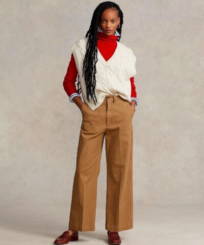 Polo Ralph Lauren Sleeveless Cable-Knit Sweater In Beige