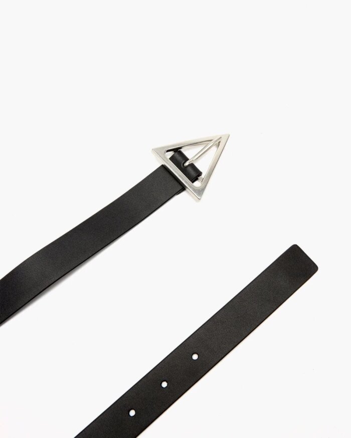 Bottega Veneta 2.0 cm Black Triangle-Buckle Leather Belt
