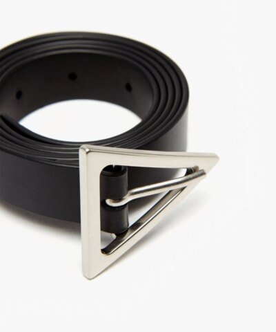 Bottega Veneta 2.0 cm Black Triangle-Buckle Leather Belt