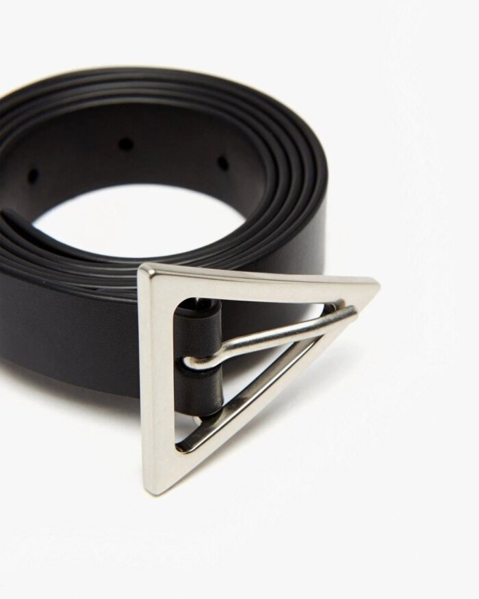 Bottega Veneta 2.0 cm Black Triangle-Buckle Leather Belt