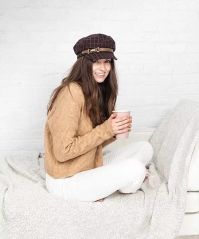 INC International Concepts Windowpane-Plaid Cap Hat