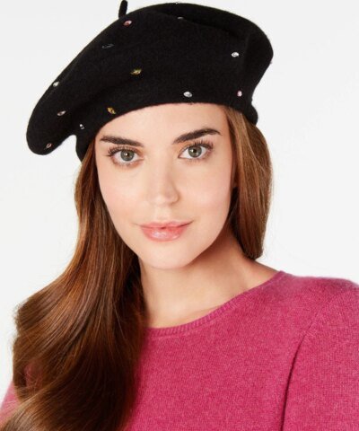 INC International Concepts Jewel-Embellished Beret Hat, Purple
