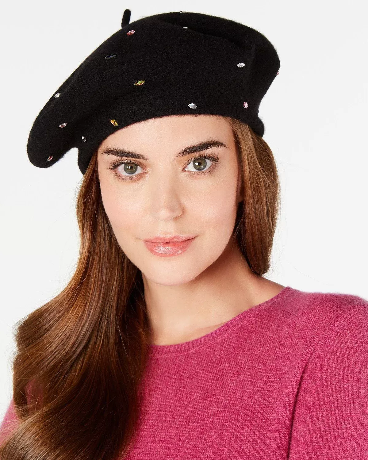 INC International Concepts Jewel-Embellished Beret Hat, Purple