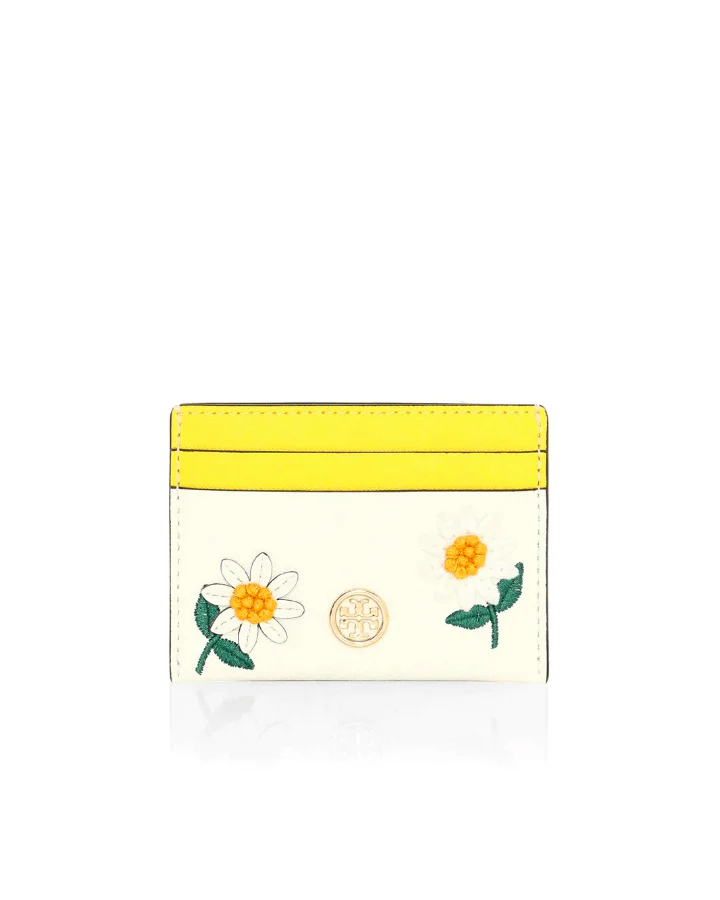 Tory Burch Robinson Floral-Embroidered Cardholder