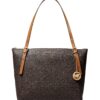 Michael Kors Signature Voyager Large East West Top Leather Zip Tote