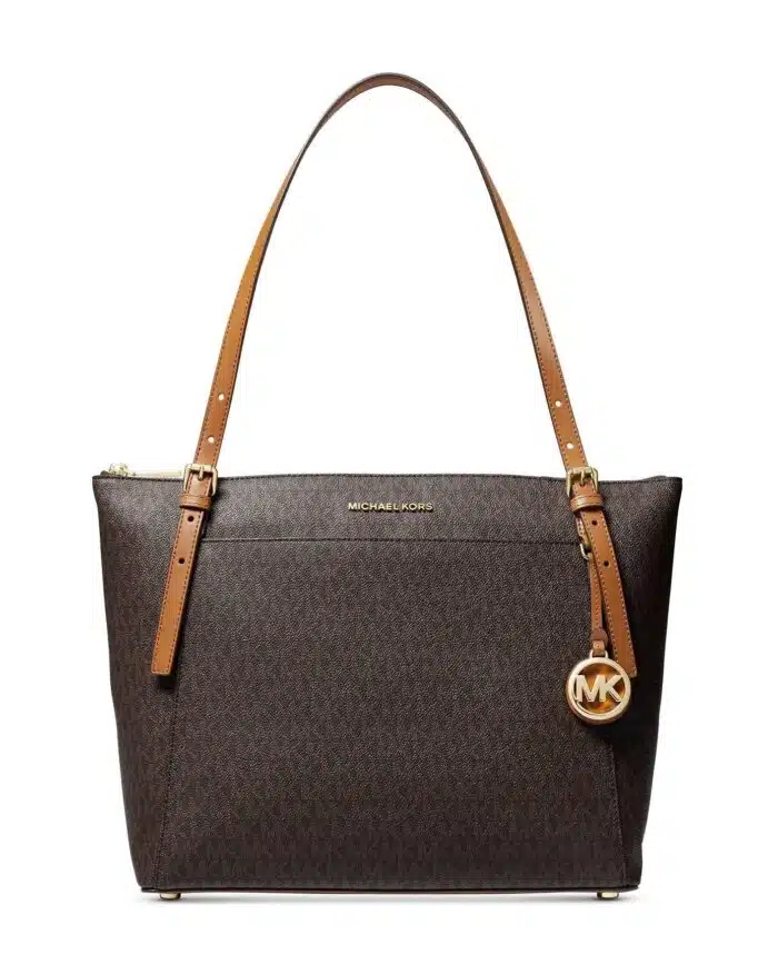 Michael Kors Signature Voyager Large East West Top Leather Zip Tote