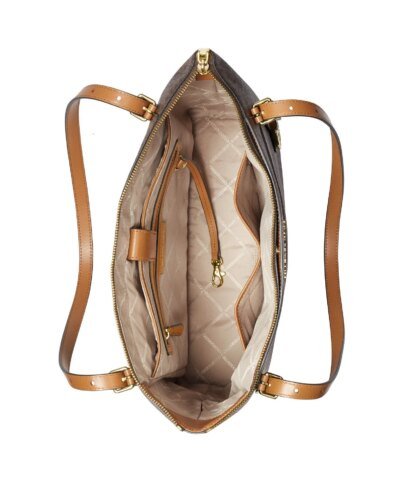 Michael Kors Signature Voyager Large East West Top Leather Zip Tote