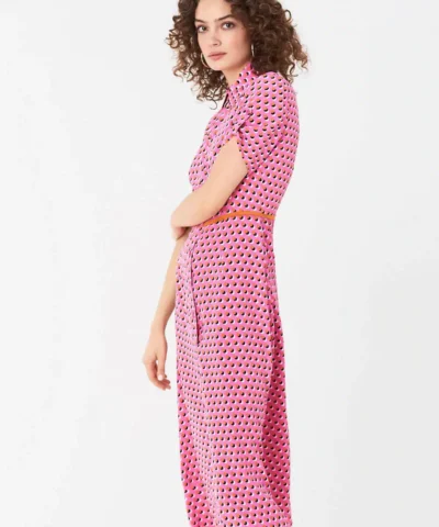 DVF Georgia Silk Crepe De Chine Midi Shirt Dress