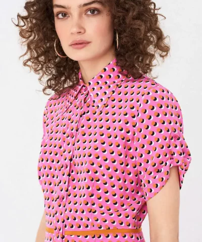 DVF Georgia Silk Crepe De Chine Midi Shirt Dress