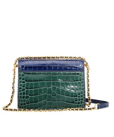 Tory Burch Blue Parker Embossed Convertible Shoulder Bag