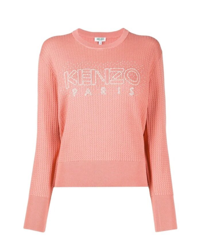 Kenzo Beaded-Logo Textured Sweater