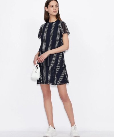 Armani Exchange Striped Chiffon Dress