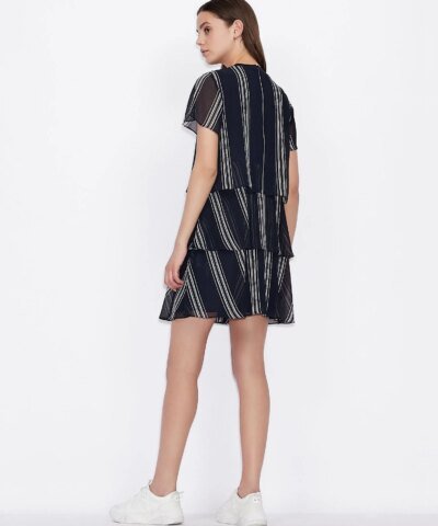 Armani Exchange Striped Chiffon Dress