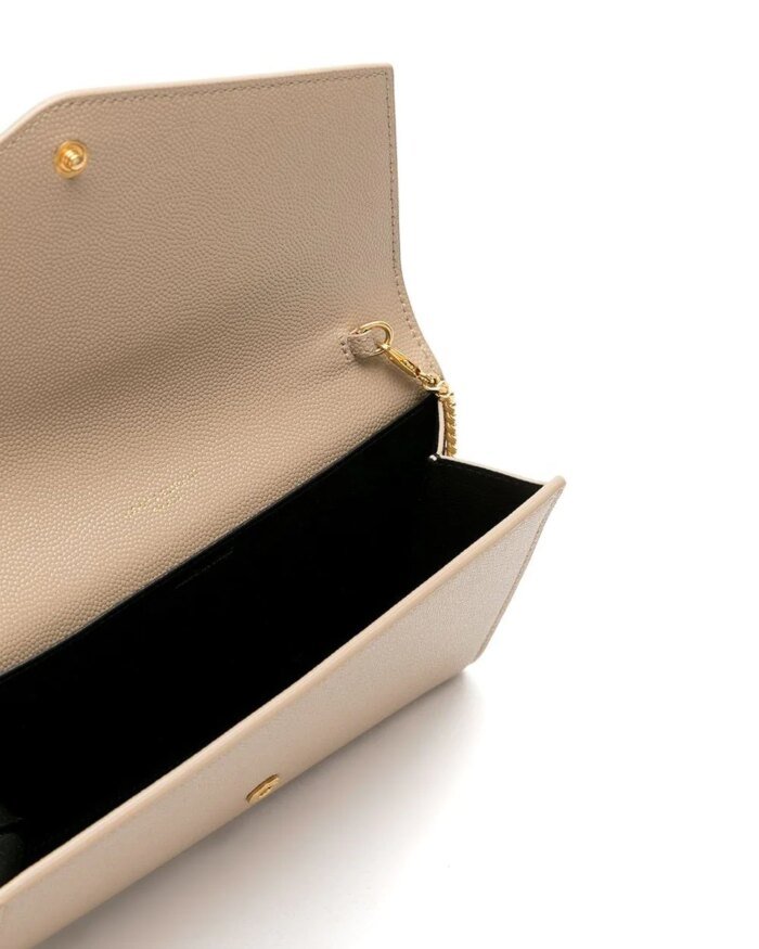 Saint Laurent Uptown YSL Monogram Grain de Poudre Wallet on Chain w/ Card Case