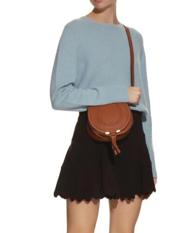 Chloe Marcie Logo-Embossed Crossbody Bag in Tan