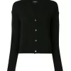 Theory Cropped Cardigan In Feather Cashmere, Black