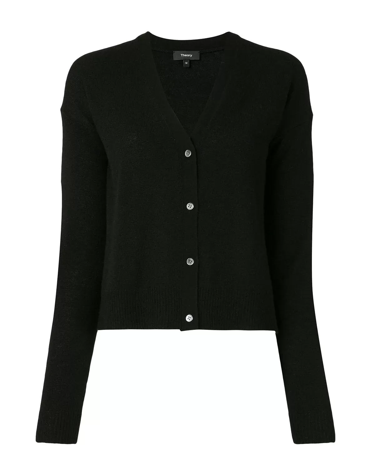 Theory Cropped Cardigan In Feather Cashmere, Black