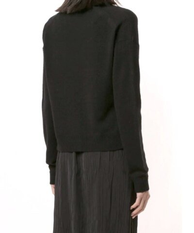 Theory Cropped Cardigan In Feather Cashmere, Black