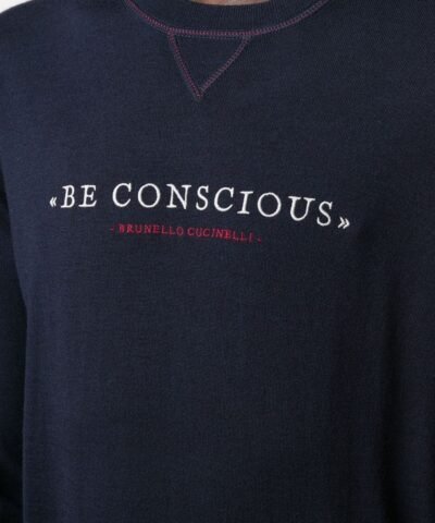 Brunello Cucinelli Slogan Crew-Neck Sweatshirt