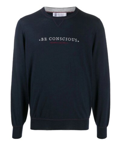 Brunello Cucinelli Slogan Crew-Neck Sweatshirt