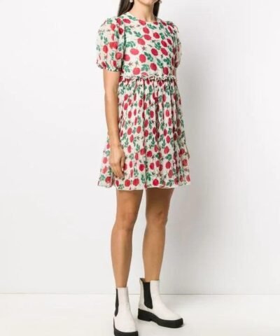 Ganni Pleated Georgette Mini Dress