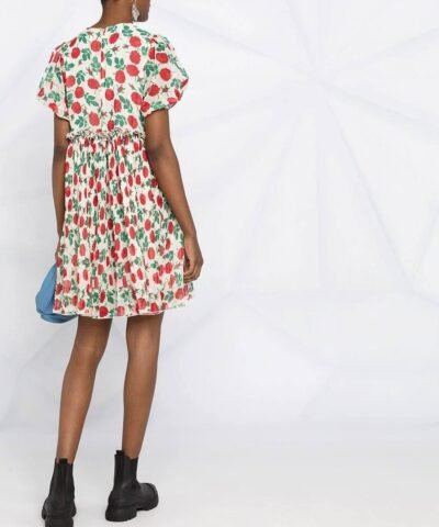 Ganni Pleated Georgette Mini Dress