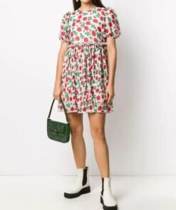 Ganni Pleated Georgette Mini Dress