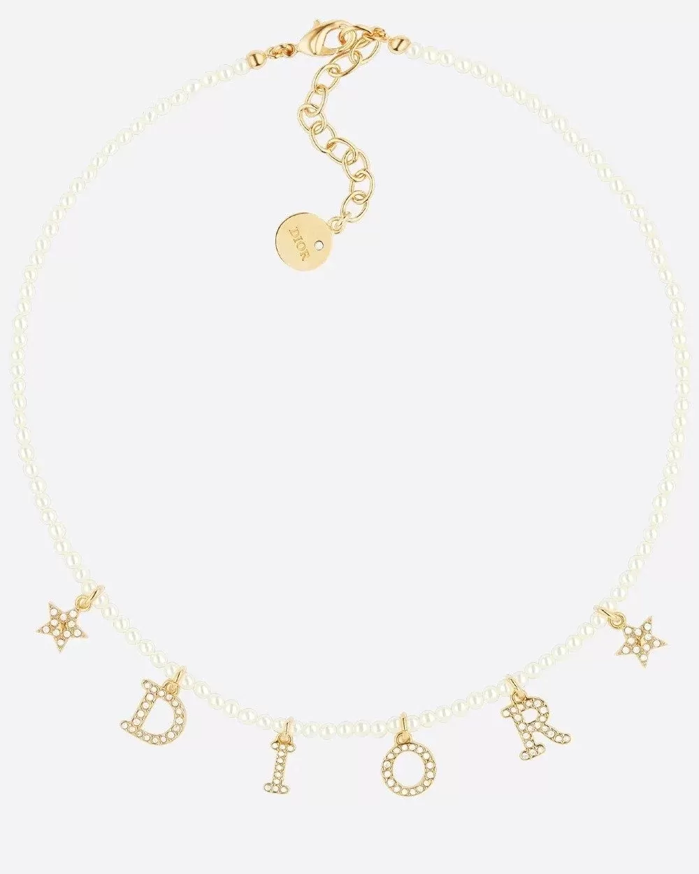 Dio(r)evolution Necklace White Resin Pearls And White Crystals