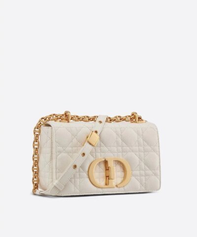 Dior Small Caro Bag Ivory Soft Cannage Calfskin