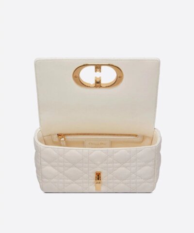Dior Small Caro Bag Ivory Soft Cannage Calfskin