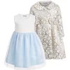 Blueberi Boulevard Little Girls 2-Pc. Floral Brocade Coat & Dress Set