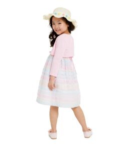 Blueberi Boulevard Toddler Girls 2-Pc. Shrug & Embroidered Rainbow-Stripe Dress Set