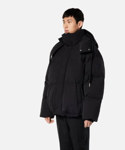 Ami Paris Men's Black Hooded Down Jacket