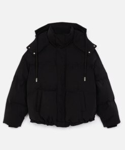 Ami Paris Men's Black Hooded Down Jacket