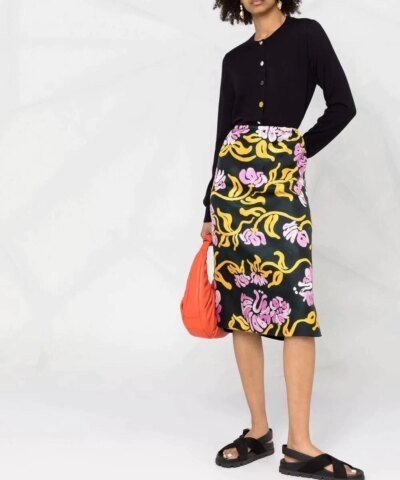 PS Paul Smith Floral-Button Round-Neck Cardigan