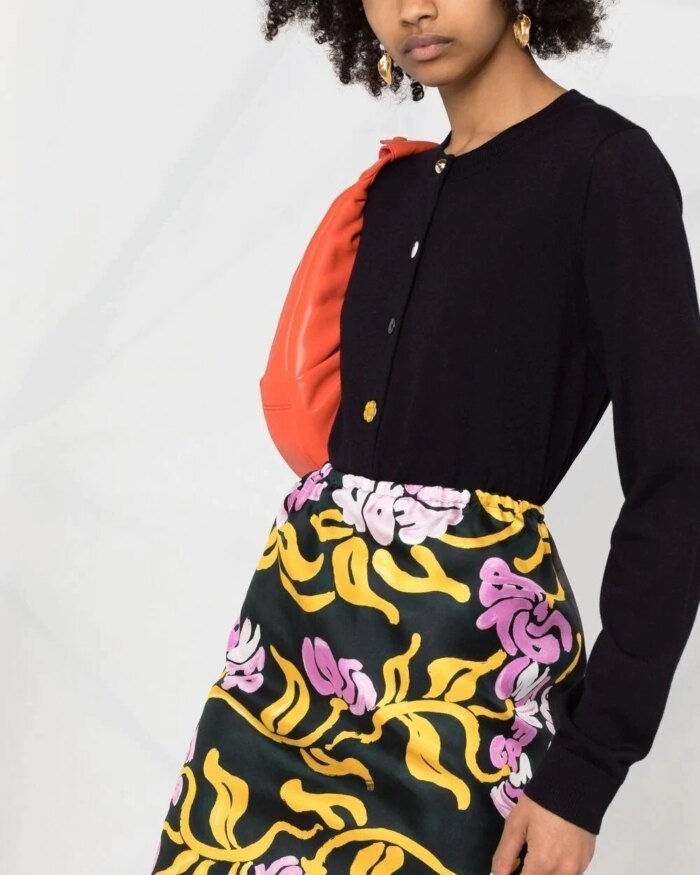 PS Paul Smith Floral-Button Round-Neck Cardigan